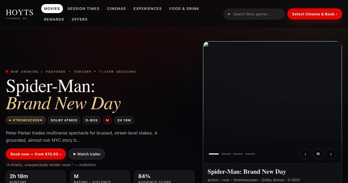 Screenshot of the Hoyts Landing Page demo